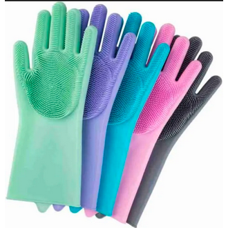 High Quality Silicone Dish Washing Kitchen Hand Gloves - Multicolor